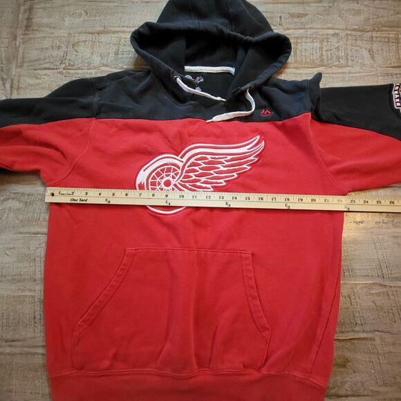 Majestic NHL Red Wings Stitched Hockey Hoodie Pullover Sweatshirt Mens Medium - Picture 7 of 8